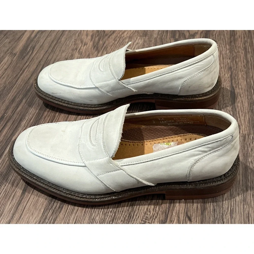 Johnston Murphy Made In Italy Men's Penny Loafers Shoes Ivory Casual Size 7M